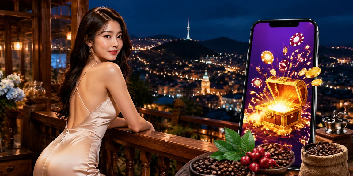 Người dùng Đà Lạt ngồi uống cà phê và chơi mobile casino trên điện thoại